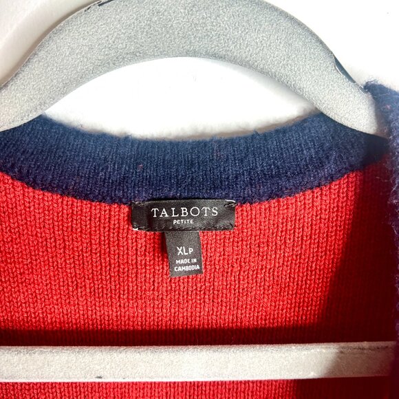 Talbots Double Knit Sweater Jacket Striped Old Money Preppy Boxy Fit Sz XLP - Picture 3 of 6